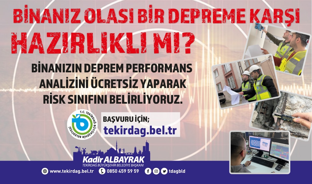 BÜYÜKŞEHİR BELEDİYESİ'NDEN ÜCRETSİZ DEPREM PERFORMANS ANALİZİ