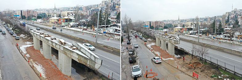 Kuruçeşme tramvay köprüsünün ayakları yükseliyor